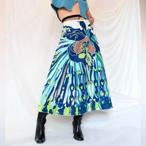 Lillie Rubin Flared beaded Maxi Skirt colorful floral print with sequins - Picture 2 of 7